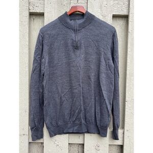 Kenneth Robert Sweater Mens Large long sleeve merino wool turtleneck quarter zip